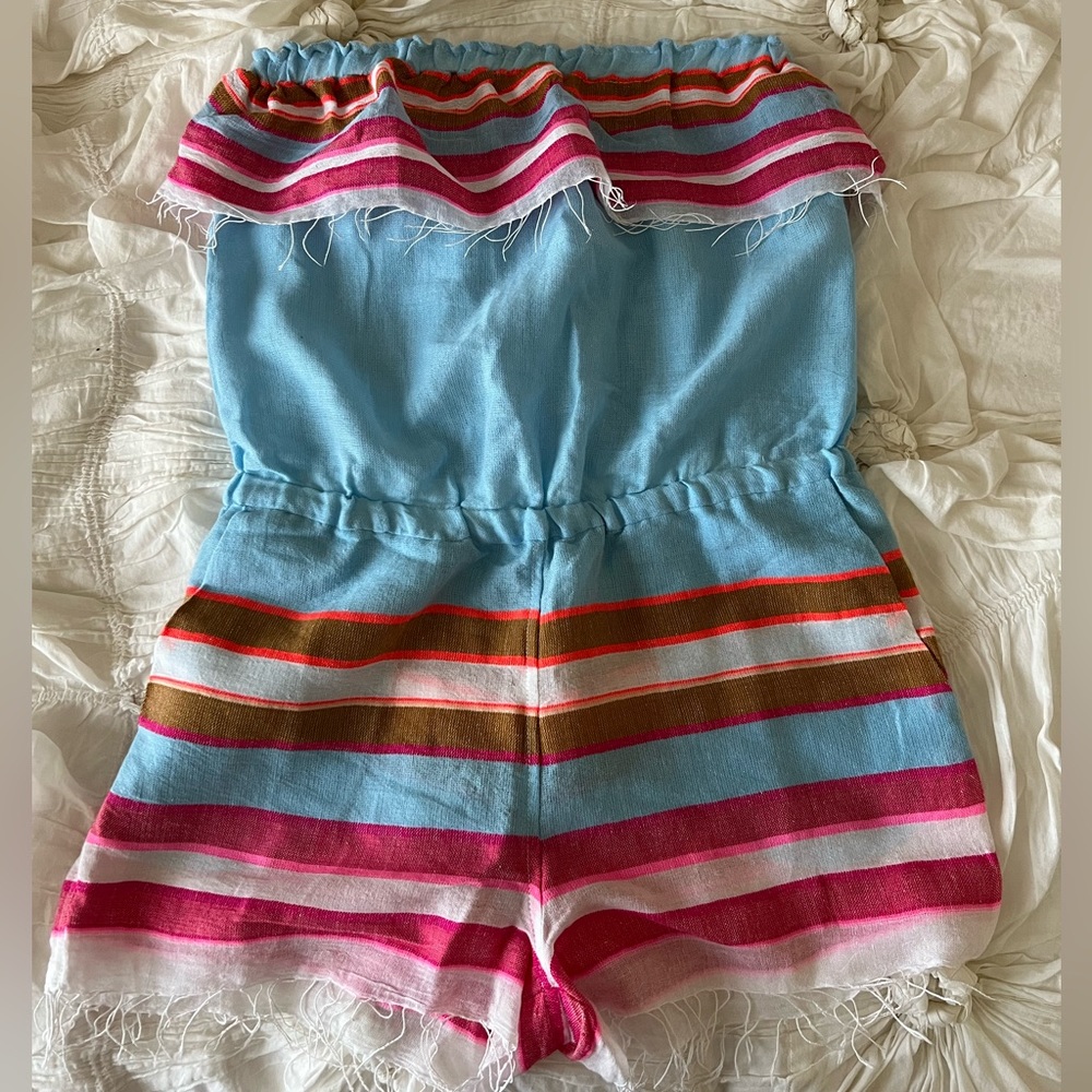 Eskedar Romper in Light Sky Blue by Lemlem - Picture 5 of 7